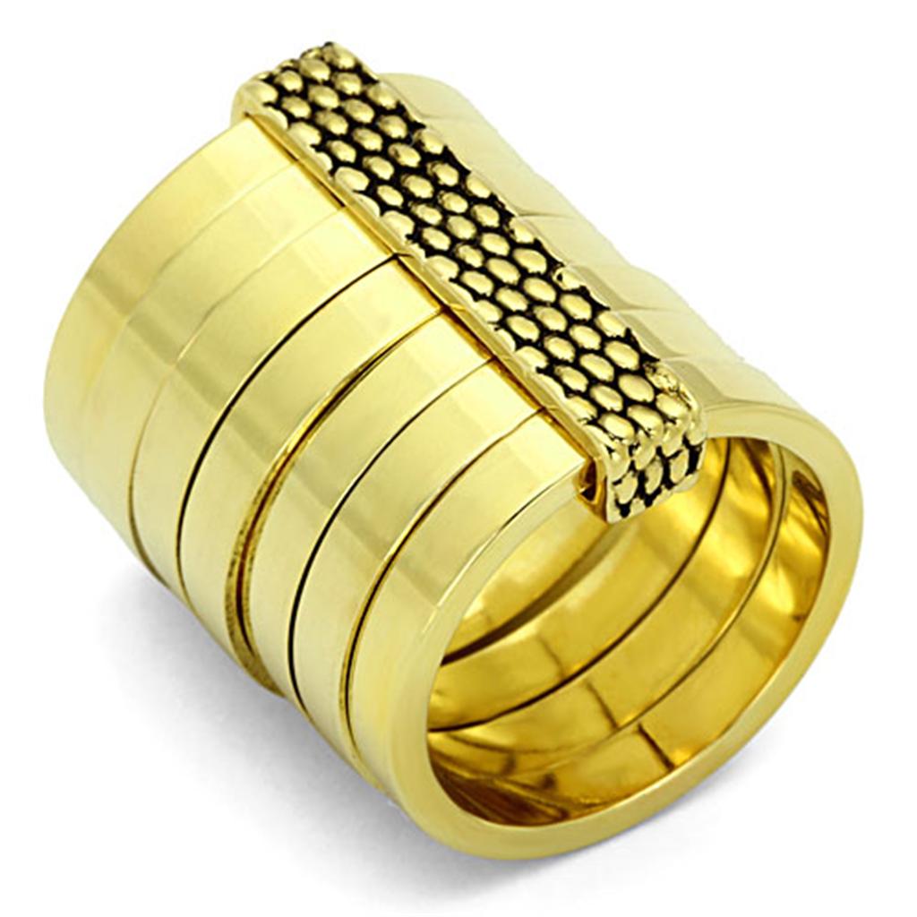 LO3018 - Gold Brass Ring with Epoxy  in Jet-0