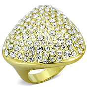 LO3024 - Gold Brass Ring with Top Grade Crystal  in Clear-0