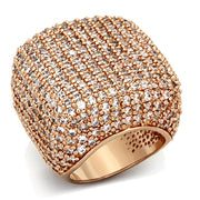 LO3038 - Rose Gold Brass Ring with AAA Grade CZ  in Clear-0