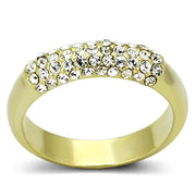 LO3062 - Gold Brass Ring with Top Grade Crystal  in Clear-0