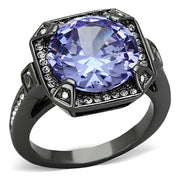 LO3075 - Ruthenium Brass Ring with AAA Grade CZ  in Tanzanite-0