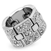 LO3147 - Rhodium Brass Ring with Top Grade Crystal  in Clear-0