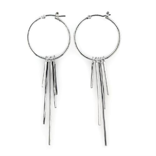 LO315 - Rhodium Brass Earrings with No Stone-0