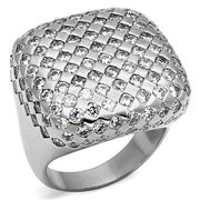 LO3169 - Rhodium Brass Ring with AAA Grade CZ  in Clear-0