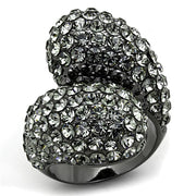 LO3172 - TIN Cobalt Black Brass Ring with Top Grade Crystal  in Black Diamond-0