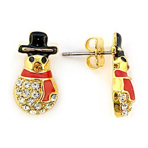 LO320 - Gold Brass Earrings with Top Grade Crystal  in Topaz-0