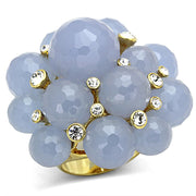 LO3214 - Gold Brass Ring with Synthetic Synthetic Glass in Gray-0
