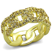 LO3215 - Gold Brass Ring with Top Grade Crystal  in Light Smoked-0