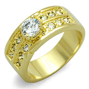 LO3218 - Gold Brass Ring with AAA Grade CZ  in Clear-0
