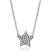 LO3225 - Rhodium Brass Necklace with Top Grade Crystal  in Clear-0