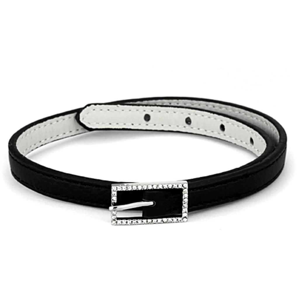 LO3236 - Rhodium Brass Bracelet with Top Grade Crystal  in Clear-0