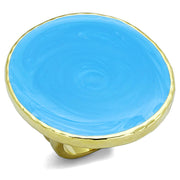 LO3239 - Gold Brass Ring with Epoxy  in Sea Blue-0