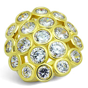 LO3250 - Gold Brass Ring with AAA Grade CZ  in Clear-0
