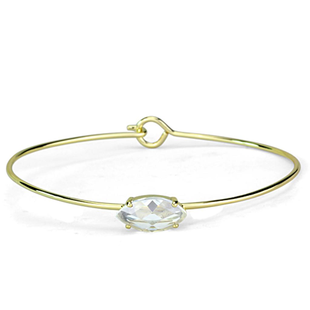 LO3260 - Gold Brass Bangle with AAA Grade CZ  in Clear-0