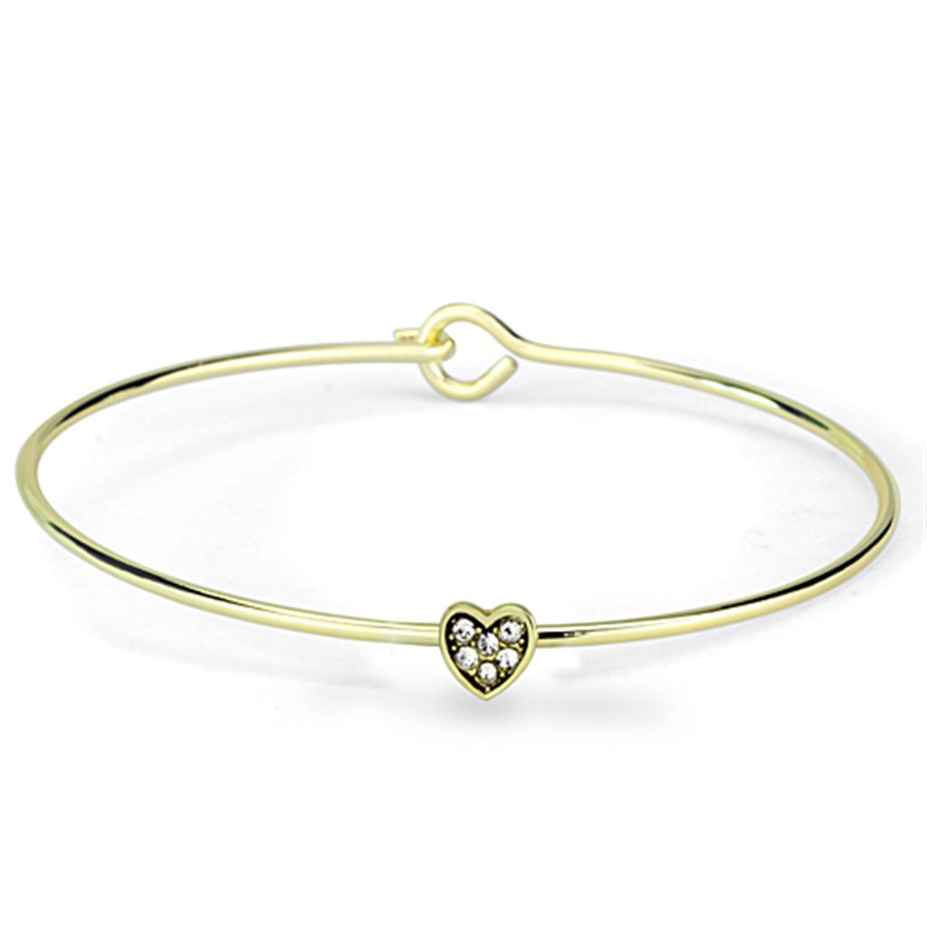 LO3263 - Gold Brass Bangle with Top Grade Crystal  in Clear-0