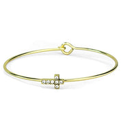LO3264 - Gold Brass Bangle with Top Grade Crystal  in Clear-0