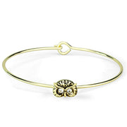 LO3275 - Gold Brass Bangle with Top Grade Crystal  in Clear-0