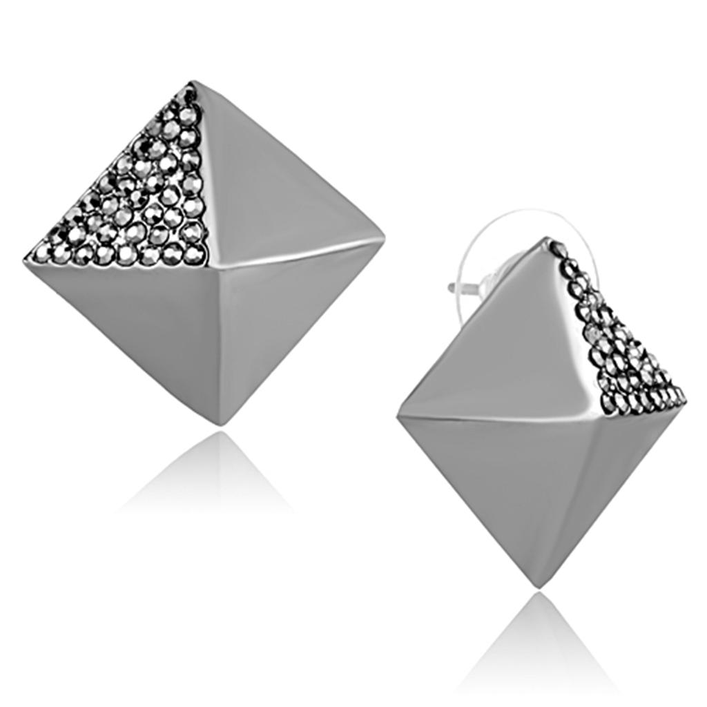 LO3283 - Ruthenium Brass Earrings with Top Grade Crystal  in Hematite-0