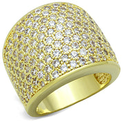 LO3284 - Gold Brass Ring with AAA Grade CZ  in Clear-0