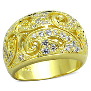 LO3342 - Gold Brass Ring with AAA Grade CZ  in Clear-0
