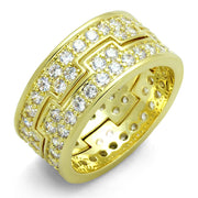 LO3349 - Gold Brass Ring with AAA Grade CZ  in Clear-0
