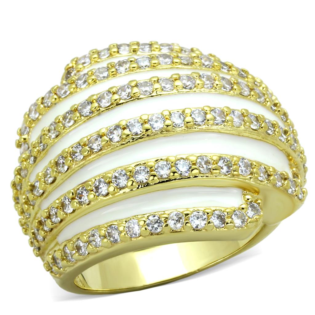 LO3368 - Gold Brass Ring with AAA Grade CZ  in Clear-0