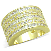 LO3395 - Gold Brass Ring with AAA Grade CZ  in Clear-0