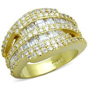 LO3407 - Gold Brass Ring with AAA Grade CZ  in Clear-0