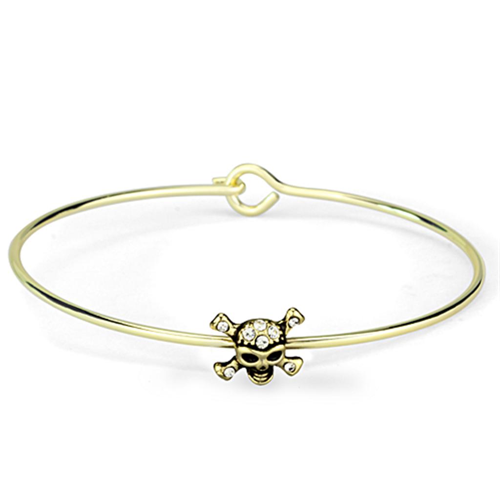 LO3443 - Flash Gold Brass Bangle with Top Grade Crystal  in Clear-0