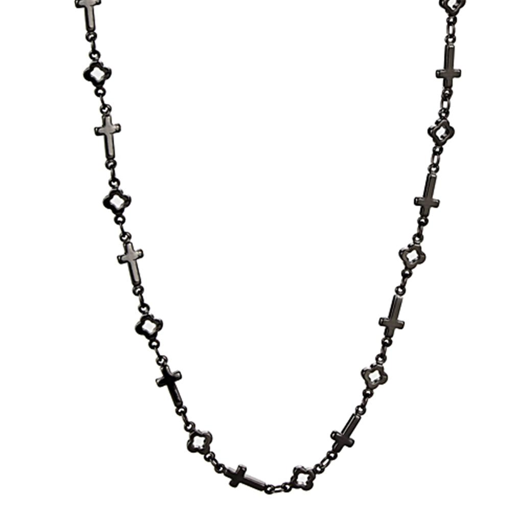 LO3454 - TIN Cobalt Black Brass Necklace with No Stone-0