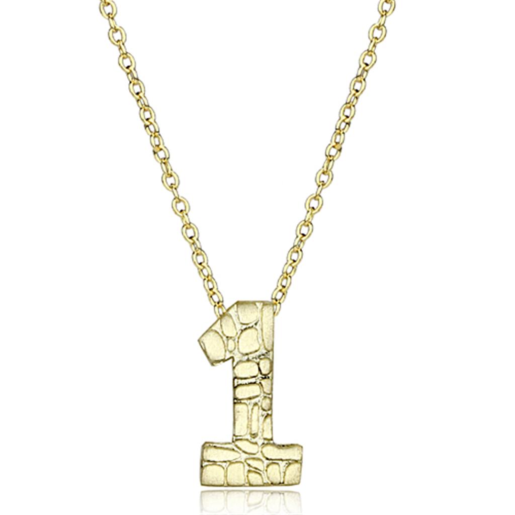 LO3460 - Flash Gold Brass Chain Pendant with Top Grade Crystal  in Clear-0