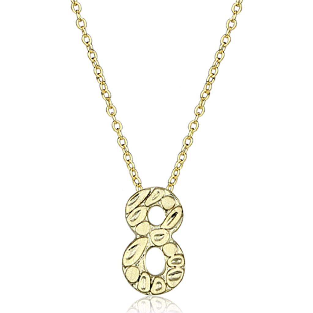 LO3466 - Flash Gold Brass Chain Pendant with Top Grade Crystal  in Clear-0