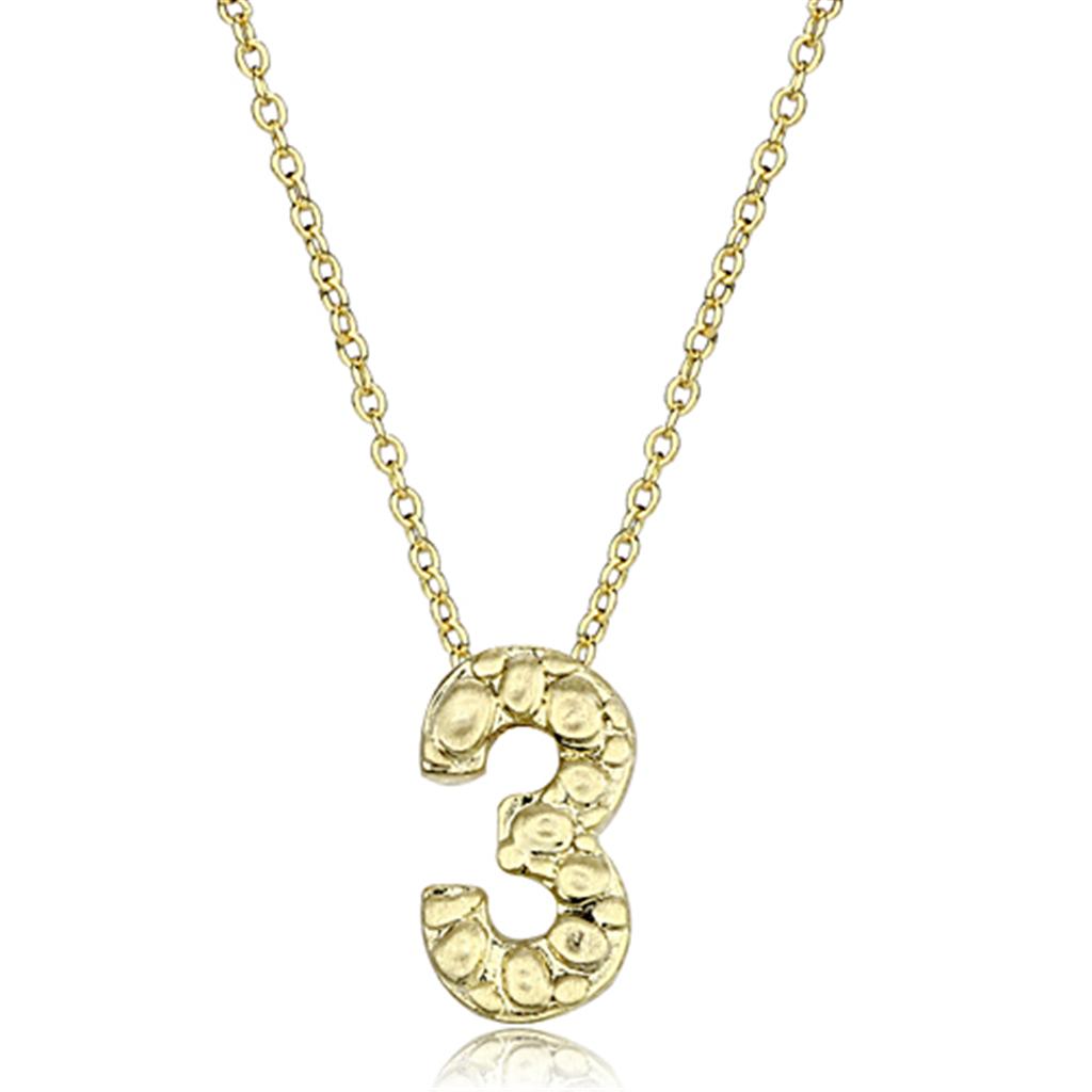 LO3467 - Flash Gold Brass Chain Pendant with Top Grade Crystal  in Clear-0