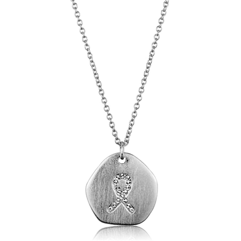 LO3480 - Rhodium+Brushed Brass Chain Pendant with Top Grade Crystal  in Clear-0
