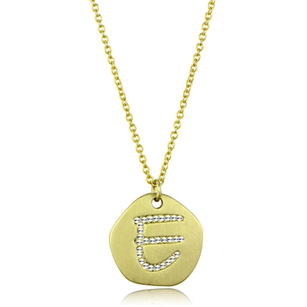 LO3481 - Gold Brass Chain Pendant with Top Grade Crystal  in Clear-0