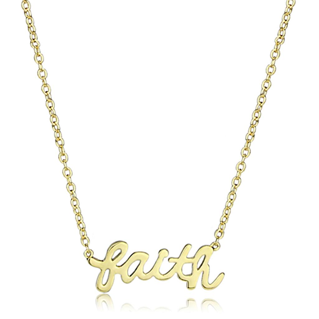 LO3485 - Gold Brass Chain Pendant with No Stone-0