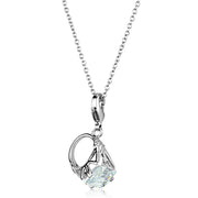 LO3491 - Rhodium Brass Pendant with AAA Grade CZ  in Clear-0