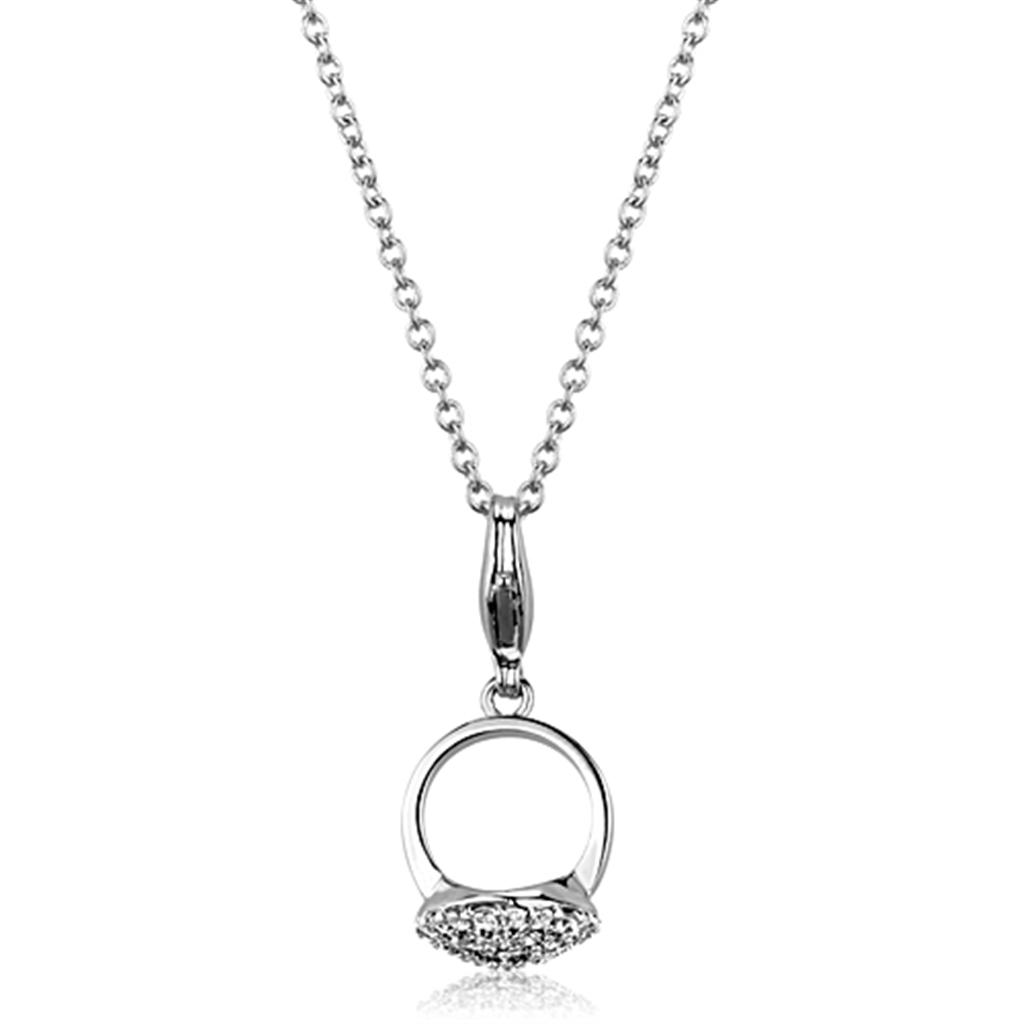 LO3492 - Rhodium Brass Pendant with AAA Grade CZ  in Clear-0