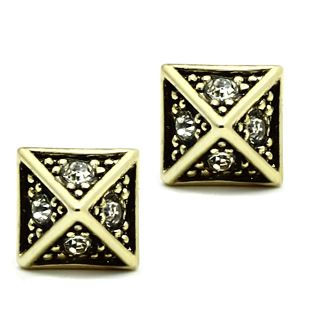 LO3507 - Flash Gold Brass Earrings with Top Grade Crystal  in Clear-0