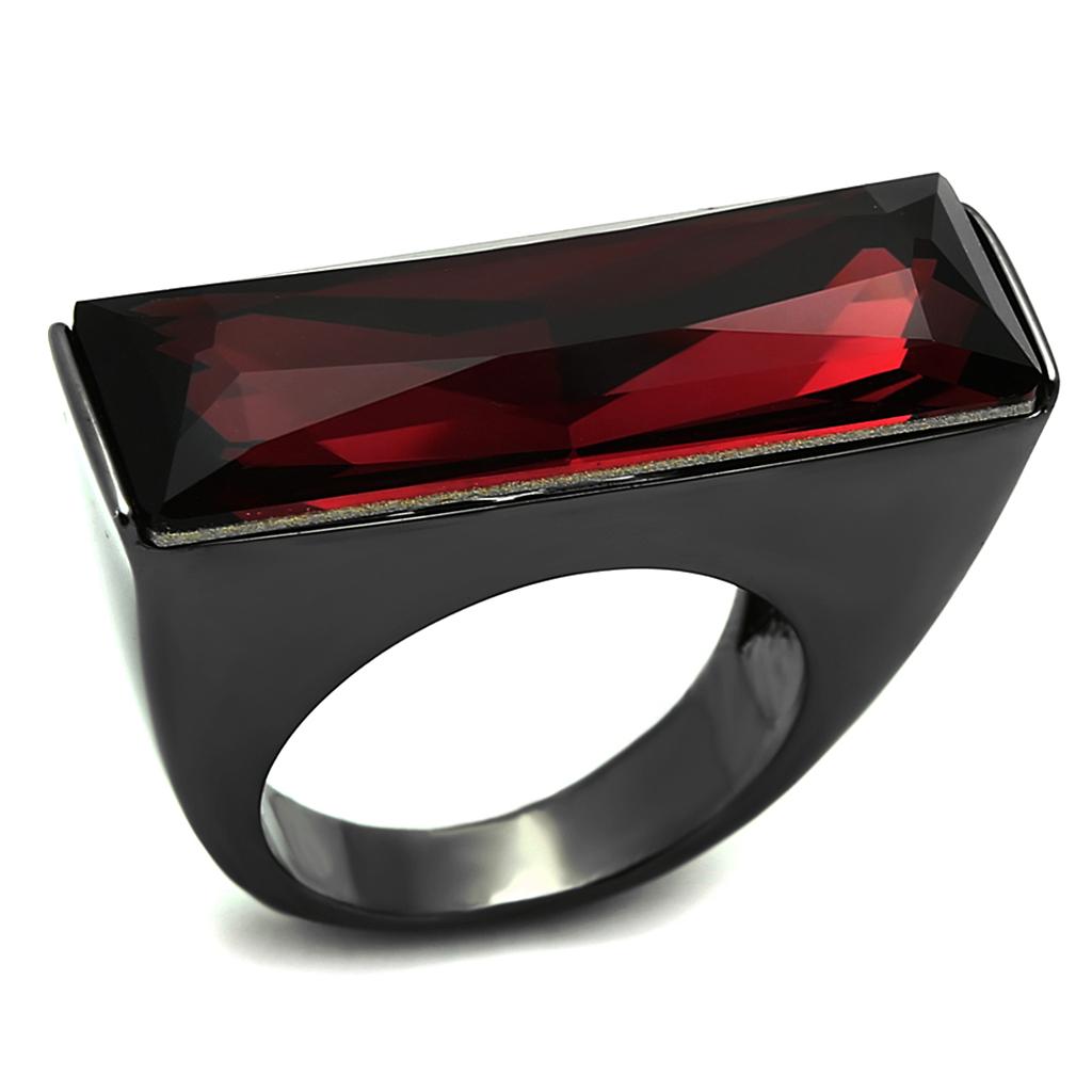 LO3517 - TIN Cobalt Black Brass Ring with Top Grade Crystal  in Siam-0