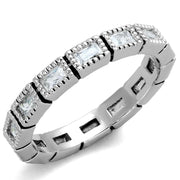 LO3559 - Rhodium Brass Ring with AAA Grade CZ  in Clear-0