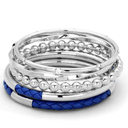 LO3570 - High polished (no plating) Stainless Steel Bangle with AAA Grade CZ  in Clear-0