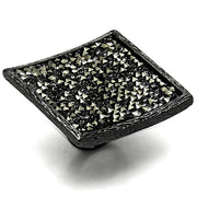 LO3589 - TIN Cobalt Black Brass Ring with Top Grade Crystal  in Light Gray-0