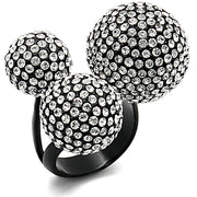 LO3591 - TIN Cobalt Black Brass Ring with Top Grade Crystal  in Clear-0
