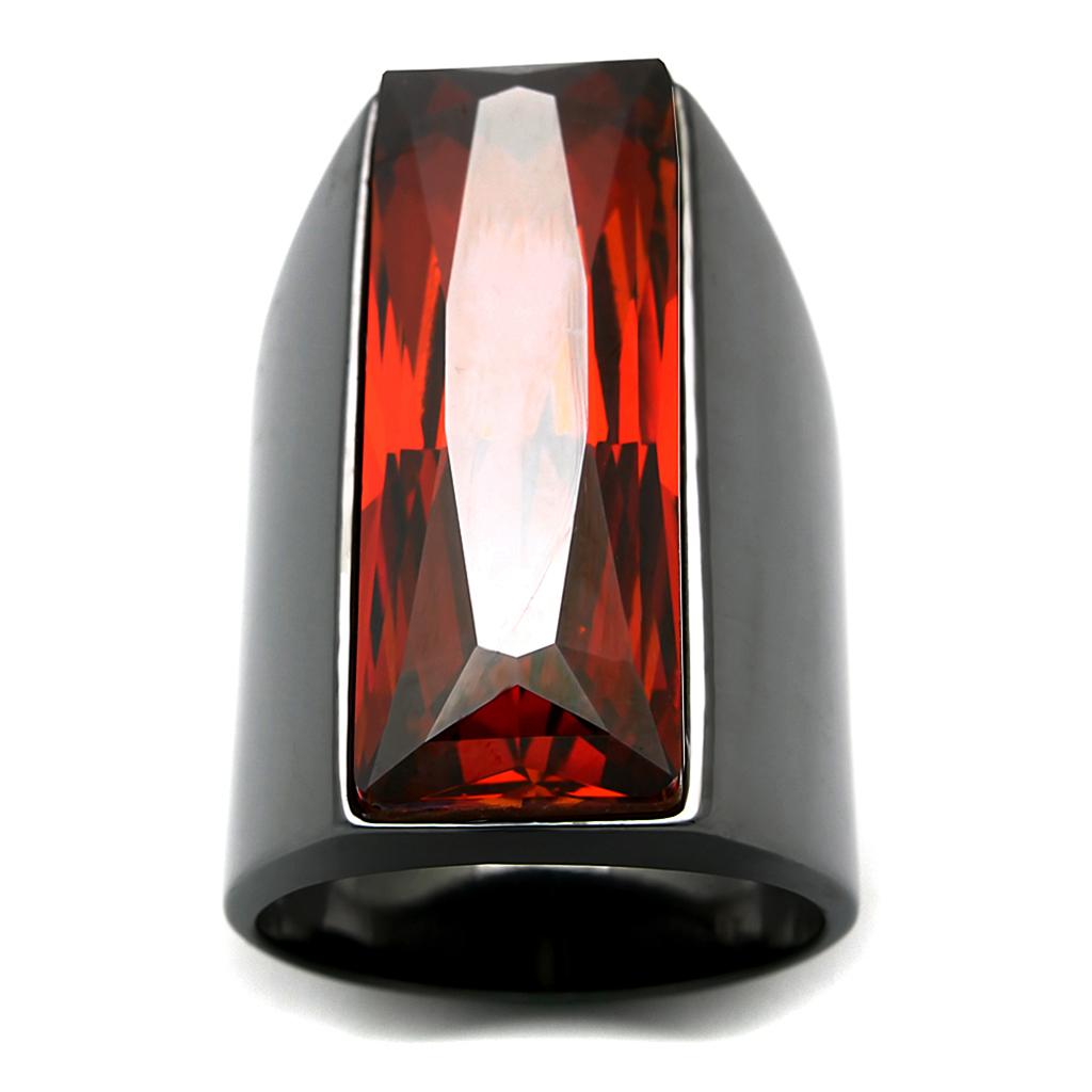 LO3592 - TIN Cobalt Black Brass Ring with Top Grade Crystal  in Siam-0