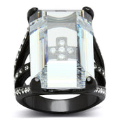 LO3593 - TIN Cobalt Black Brass Ring with AAA Grade CZ  in Clear-0
