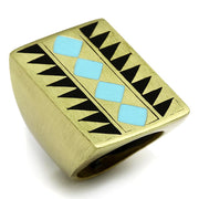 LO3595 - Antique Copper Brass Ring with Epoxy  in Turquoise-0