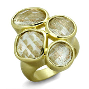 LO3599 - Gold & Brush Brass Ring with Synthetic Synthetic Rutile in Topaz-0