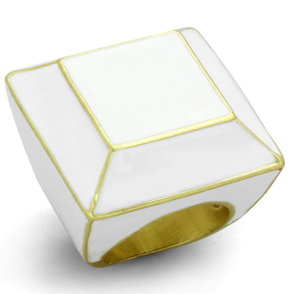 LO3604 - Gold & Brush Brass Ring with Epoxy  in White-0