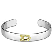 LO3614 - Reverse Two-Tone White Metal Bangle with Top Grade Crystal  in Clear-0